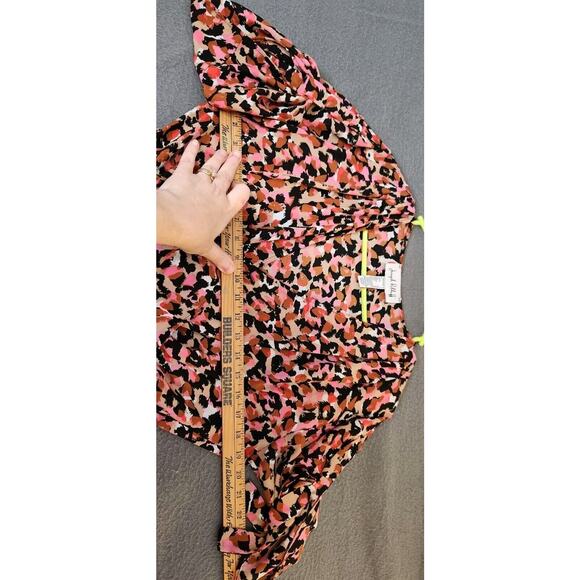 Joseph Ribkoff Womens Sz 6 Animal Print Faux Wrap Blouse Multicolor Peplum‎ Belt - Picture 5 of 8